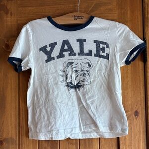 White and Navy Yale Bulldog super cute Crop Top